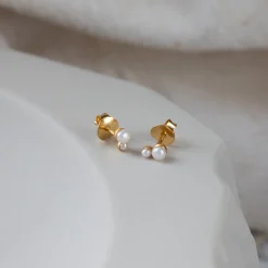 byBiehl® Danmark Perleøreringe|Guldøreringe<Pearl Double ørestikker