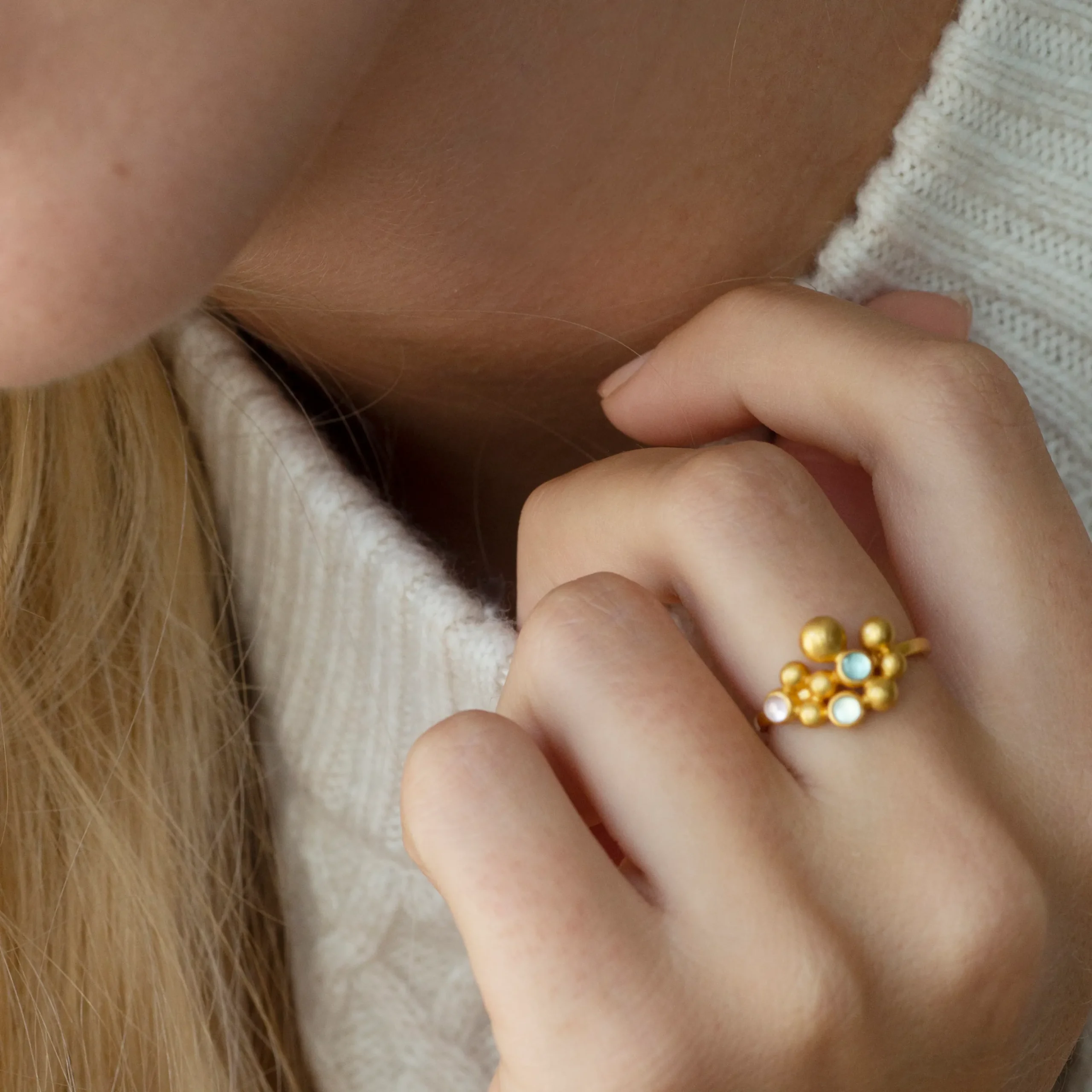 byBiehl® Danmark Guldringe<Pebbles Colors ring