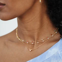byBiehl® Danmark Guldhalskæder<Pebbles halskæde pink