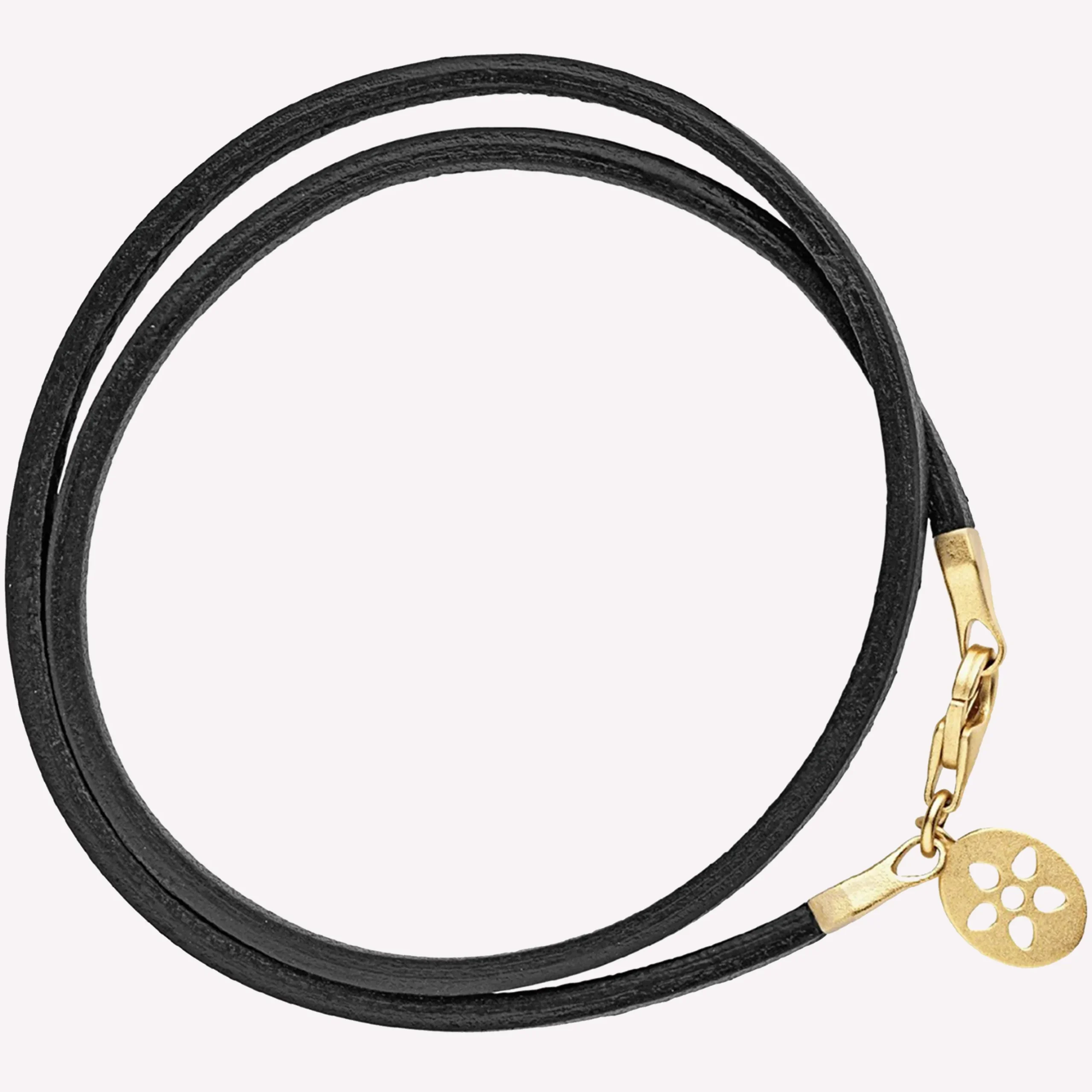 byBiehl® Danmark Guldarmbånd<Sort læder armbånd med forgyldt lås (for pods)