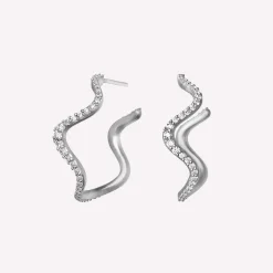 byBiehl® Danmark Sølvøreringe|Hoops<Wave Hoops Sparkle