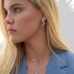 byBiehl® Danmark Sølvøreringe|Hoops<Wave Hoops Sparkle