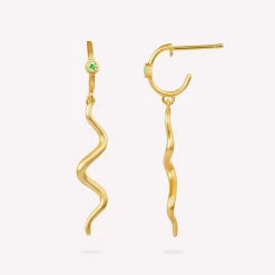 byBiehl® Danmark Guldøreringe<Wave Mini Hoop grøn