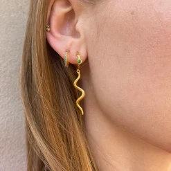 byBiehl® Danmark Guldøreringe<Wave Mini Hoop grøn