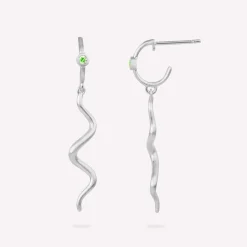 byBiehl® Danmark Sølvøreringe<Wave Mini Hoop grøn