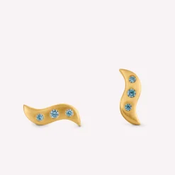 byBiehl® Danmark Guldøreringe|Ørestikker<Wave Studs blå
